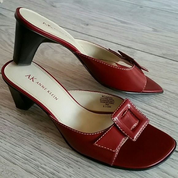 Anne Klein Shoes - Anne Klein Slip-on Red Buckle Sandals 6.5 M